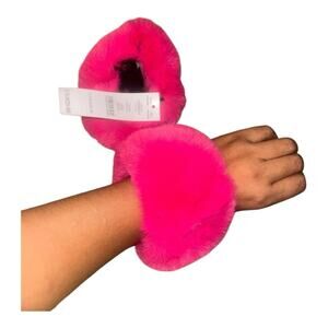 White House black market Vibrant Pink Fur Cuffs